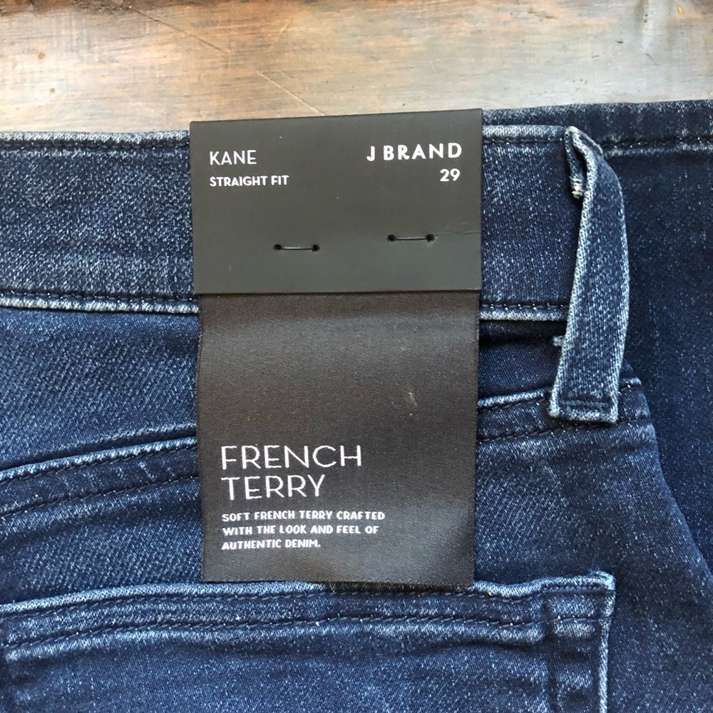 J Brand Kane Pinniped Blue French Terry Straight Fit Jeans Size 29"x32" NWT - Picture 10 of 13